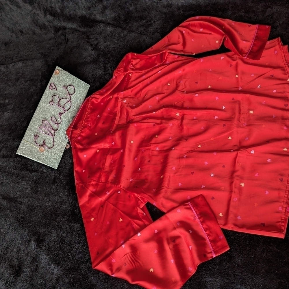 NWT Stars Above Heart Pattern Button Front Top L - Picture 4 of 6